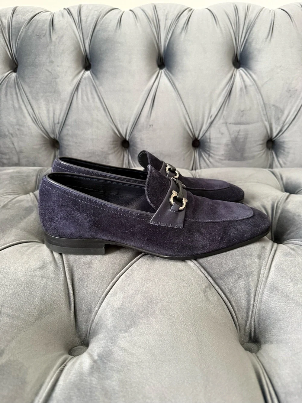 Salvatore Ferragamo Cremona Gancini Suede Loafers Men’s 9 EE Bluemarine Italy